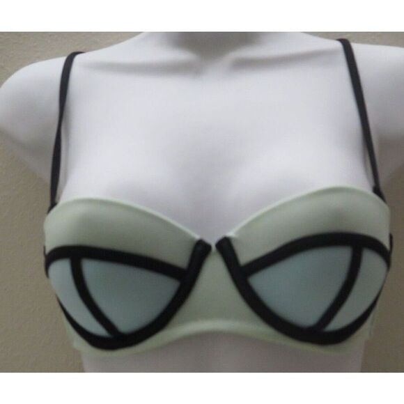 Victoria's Secret Women Sz 32C Blue/Green Colorblock The Flirt Bandeau Bikini To - Picture 1 of 9
